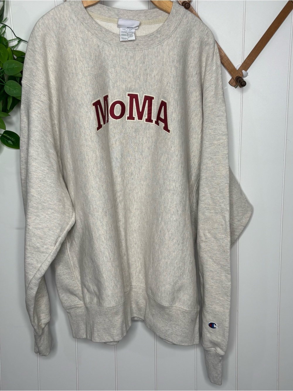 Champion Cream Crewneck with Maroon MoMA Logo